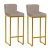02 Banquetas Loues Tecido Sintético Bege Com Pé Dourado - 1