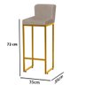 02 Banquetas Loues Tecido Sintético Bege Com Pé Dourado - 3