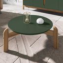 Ver imagem 1 de Mesa de Centro Sala Lizz Redonda com Pés em Madeira Maciça Verde Oliva/Cedro