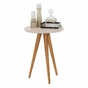 Ver imagem 1 de Mesa Apoio Pés Madeira Retrô Decor Classic Redonda - Off White
