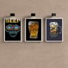 Kit 3 Quadros Decoração Bar Barbearia Beer Boy 33x24cm:madeira Preta - 2