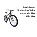 Ver imagem 4 de Bicicleta Aro 26 Aero 21 Marchas Velox - Preto - Ello Cor:preto/azul