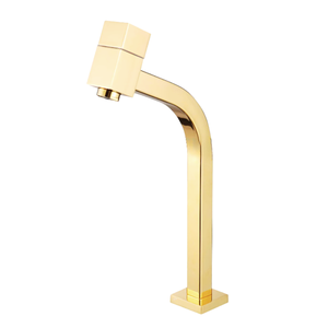 Torneira de Mesa Cuba Pia para Banheiro Lavatório Lavabo Bica Alta Quadrada Dourado Brilhante Metal