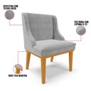 Ver imagem 3 de Kit 6 Cadeiras Estofadas para Sala de Jantar Base Fixa de Madeira Castanho Lia Suede Cinza - Ibiza