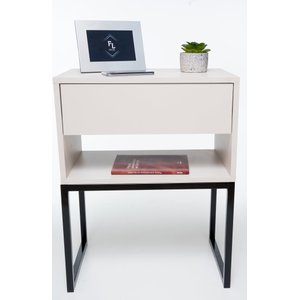 KIT 2 Mesas De Cabeceira OFF WHITE Industrial ECO 40cm BASE PRETA - Enviamos MONTADO
