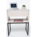 Ver imagem 1 de KIT 2 Mesas De Cabeceira OFF WHITE Industrial ECO 40cm BASE PRETA - Enviamos MONTADO