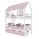 Ver imagem 1 de Beliche Casinha Encantada com 02 Gavetas Madeira Maciça Branco/ Rosa Megamobilia