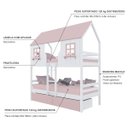 Ver imagem 4 de Beliche Casinha Encantada com 02 Gavetas Madeira Maciça Branco/ Rosa Megamobilia