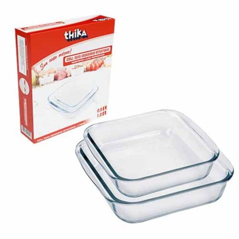 Kit com 2 Assadeiras de Vidro Retangular Refratárias Resistene Mesa Jantar Casa Nova