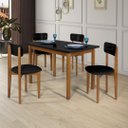 Ver imagem 1 de Mesa com Cadeiras 120cm Mdf Pinus Estofado Design Moderno:preto