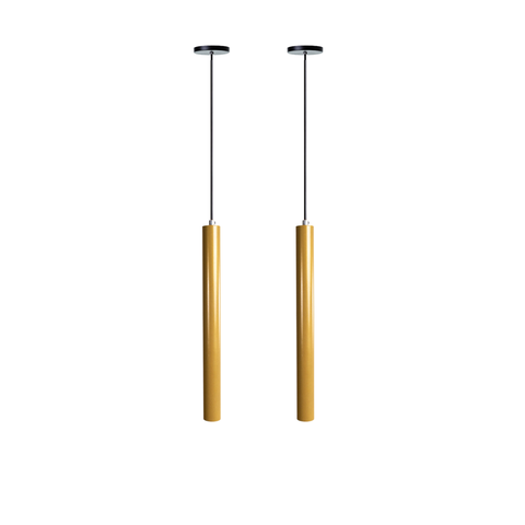Kit 2 Pendentes Tubo Cilindro Alumínio 30cm: Cor Dourado