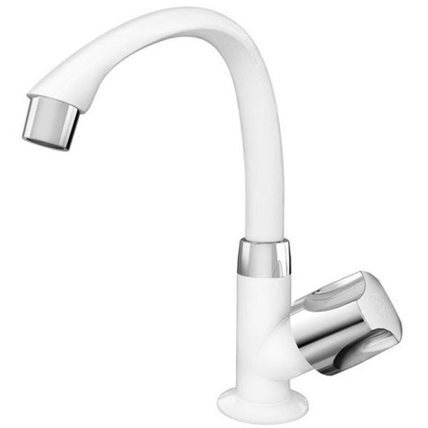 Torneira de Lavatório Mesa Bica Alta Móvel Orbe 1/2" Branca/Cromada - 300000486 - TIGRE