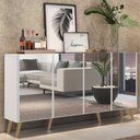 Ver imagem 3 de Aparador Buffet Retrô com Espelho Multimóveis Veneza com 4 Portas FG3559 Branco/Natural