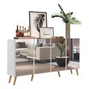 Ver imagem 1 de Aparador Buffet Retrô com Espelho Multimóveis Veneza com 4 Portas FG3559 Branco/Natural