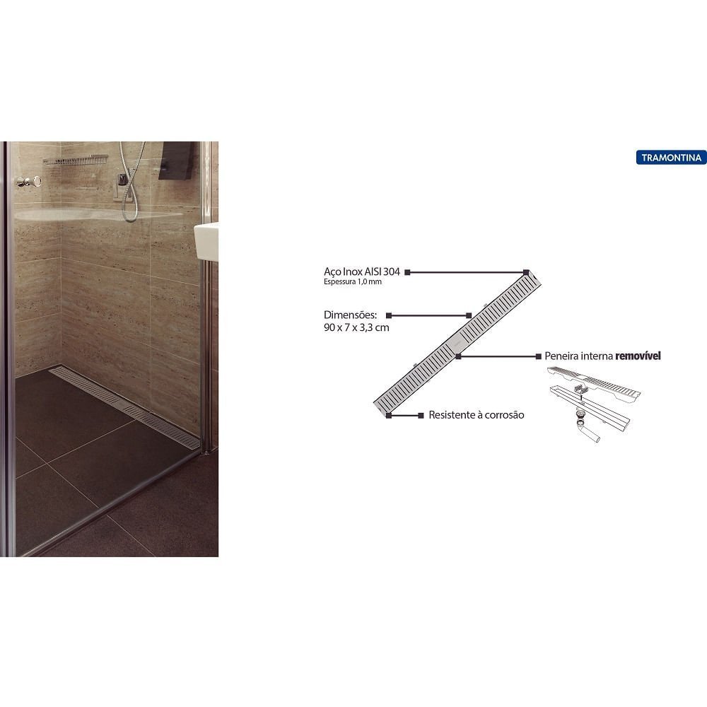 Ralo Slim Tramontina 90x7 Cm em Aço Inox - 3