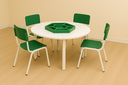 Ver imagem 1 de Jogo de Mesa Infantil Redonda com Organizador e com 4 Cadeiras Verdes Resistentes Escola Creche