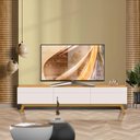 Ver imagem 1 de Rack com Pés Palito para Tv até 60 Polegadas Off White Nature Azos Shop Jm