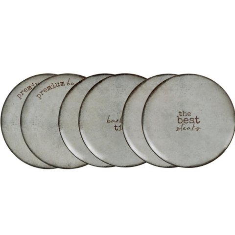 Jogo 6 Pratos Rasos Tramontina Porcelana 28cm Churrasco Rustic Mesa Posta
