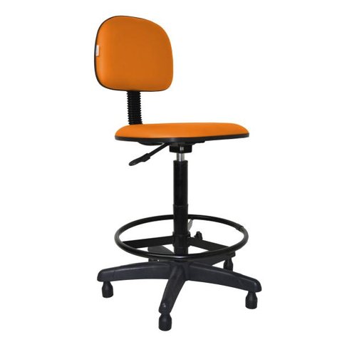 Cadeira Caixa Secretaria Polo - Couro Sintetico Corano - Laranja