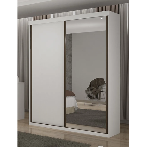 Guarda Roupa 2 Portas Buzios com 1 Espelho Valverde Branco