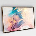 Ver imagem 1 de Quadro Decorativo em Canvas Abstrato Aquarela Luxo TaColado Moldura Flutuante 4,5cm Freijó 120 x 80c