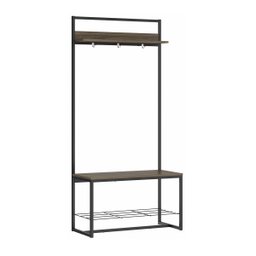 Sapateira C/Cabideiro 80,5 cm C/3 Ganchos Superiores e Banco: Legno com Preto - 1