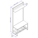 Ver imagem 3 de Sapateira C/Cabideiro 80,5 cm C/3 Ganchos Superiores e Banco: Legno com Preto