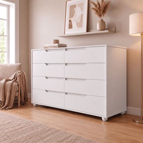 Cômoda 8 Gavetas Doble Branco