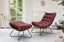 Ver imagem 1 de Poltrona Decorativa Costela com Puff Eva Preto Mad - Bordo