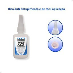 Adesivo Cola Instantânea Tekbond 725 50g Baixa Viscosidade - 3 Adesivo Cola Instantânea Tekbond 725 50g Baixa Viscosidade - 3