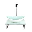 Ver imagem 1 de Gabinete de Vidro com Cuba Oval com Tampo de Vidro 40cm X 40cm Mármore Branco