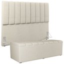 Ver imagem 3 de Kit Cabeceira Cama Box Casal King 195cm com Calçadeira Baú Dália W01 Linho Champagne - Lyam Lyam Dec