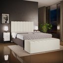 Ver imagem 1 de Kit Cabeceira Cama Box Casal King 195cm com Calçadeira Baú Dália W01 Linho Champagne - Lyam Lyam Dec