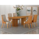 Ver imagem 1 de Conjunto Jantar 6 Cadeiras Maciça 180x90 Pilar M Arbo Design - Cinamomo Linho Palha