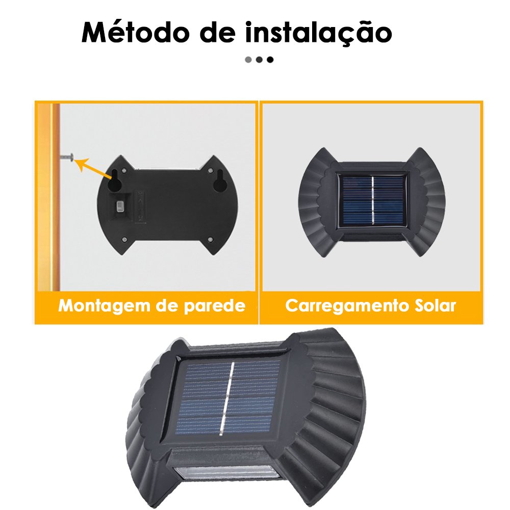 Luminaria Solar Led Parede Arandela Kit 4 Uni Resistente Spot Balizador Enfeite Escada Quintal - 3