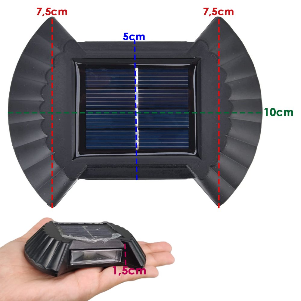 Luminaria Solar Led Parede Arandela Kit 4 Uni Resistente Spot Balizador Enfeite Escada Quintal - 2