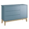 Jogo de Quarto Classic Guarda Roupa 2 Portas e Cômoda Azul Fosco com Pés Madeira Natural - Reller Mó - 4