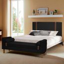 Ver imagem 2 de Kit Cabeceira e Calçadeira Baú para Cama Box Solteiro 90cm Pietro Bouclê - Sofa Store:bouclê Preto