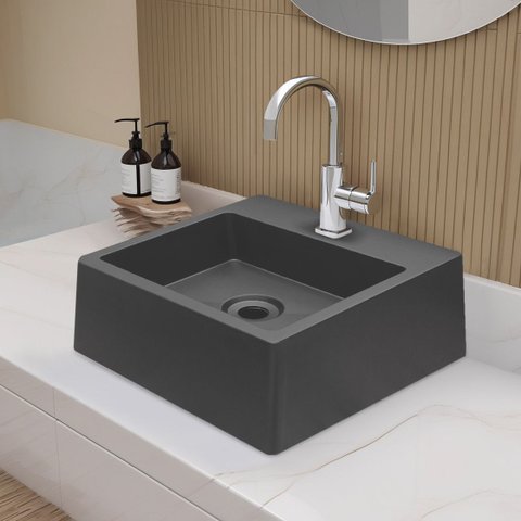 Cuba Pia para Banheiro de Apoio Lavabo 32cmx30cm - Palermo Cinza
