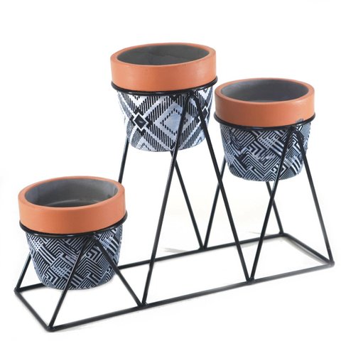 Vaso Decorativo de Cimento com 3 Peças 22cm - Un