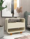 Ver imagem 1 de Mesa de Cabeceira Apoio Criado Modular Niara Pés Madeira Cor:Off-White