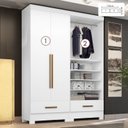 Ver imagem 4 de Guarda-Roupa Modulado 2 Peças 2 Portas 2 Gavetas Smart Plus Branco