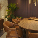 Ver imagem 4 de Conjunto Mesa 180cm Oval Sala de Jantar + 8 Cadeiras Savana Corino Caramelo