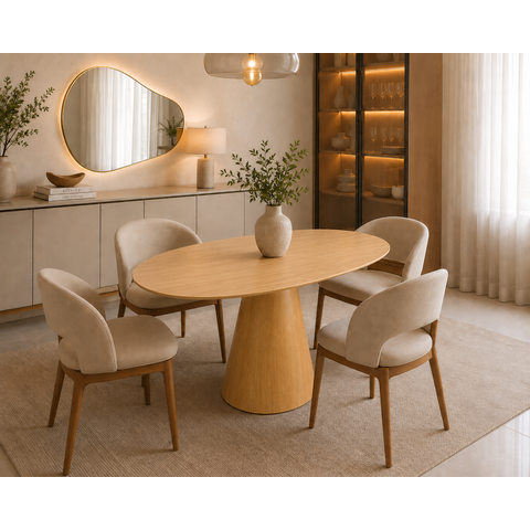 Mesa de Jantar Cone Oval 140x90cm - Carvalho Avenna