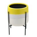 Ver imagem 1 de Vaso de Cerâmica Amarelo com Base de Metal 26cm