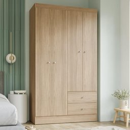 Guarda Roupa Solteiro 4 Portas 2 Gavetas Vesta - Freijó - 1