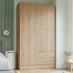 Guarda Roupa Solteiro 4 Portas 2 Gavetas Vesta - Freijó