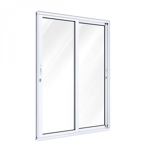 Porta de Alumínio de Correr 215x150cm 2 Folhas com Vidro Lucasa Aluminío