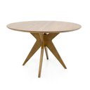 Ver imagem 1 de Mesa de Jantar Redonda em Madeira Maciça Andria 120cm de Diâmetro:castanho Claro