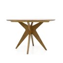 Ver imagem 2 de Mesa de Jantar Redonda em Madeira Maciça Andria 120cm de Diâmetro:castanho Claro